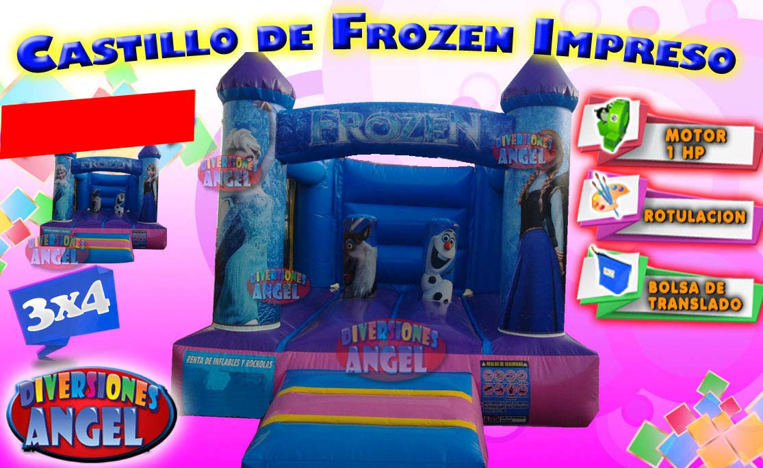 Venta de Brincolines Inflables Castillo Frozen Impreso, Venta de